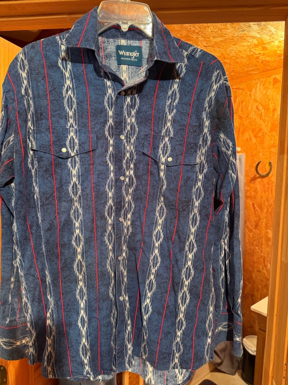 Wrangler Denim-Look Blue Button Down